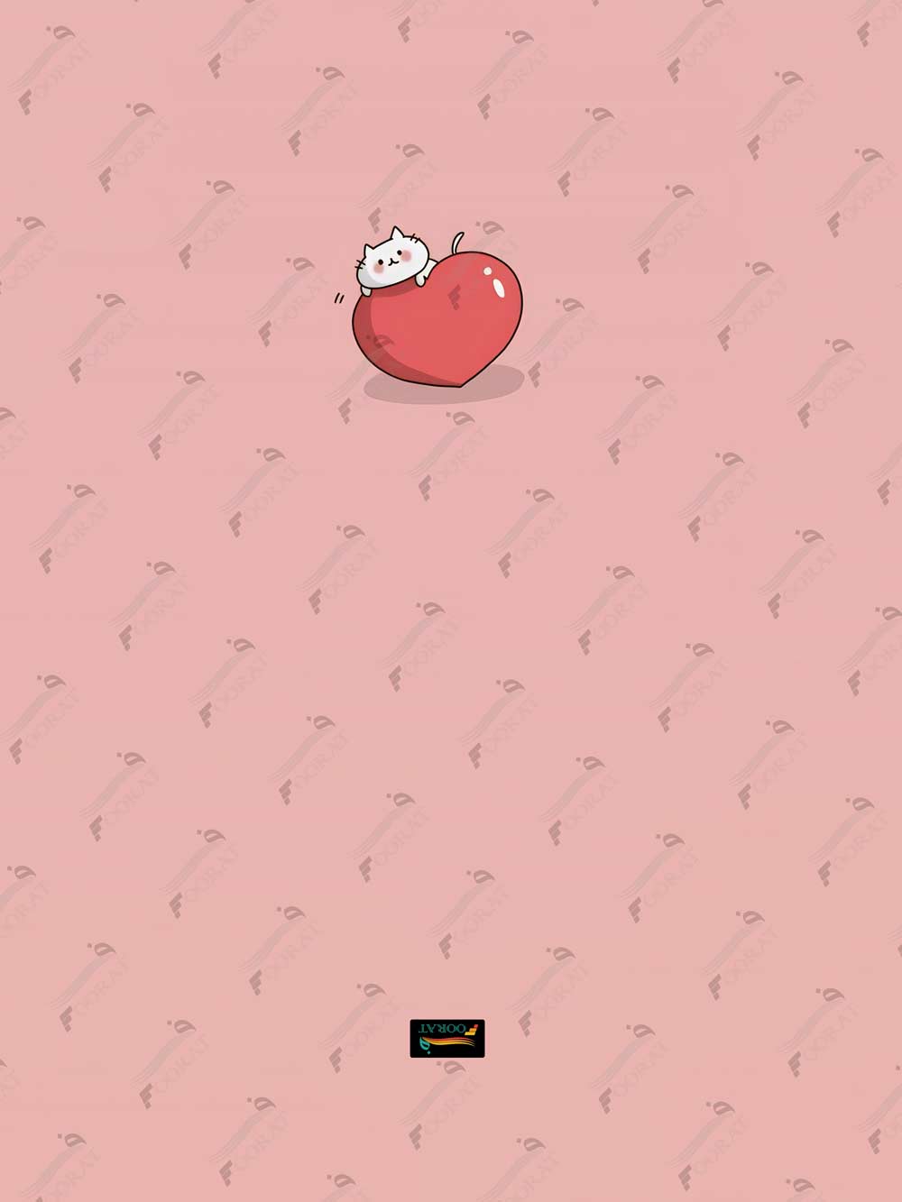 Adorable cat hugging a big red heart on a pink faux leather earphone panel