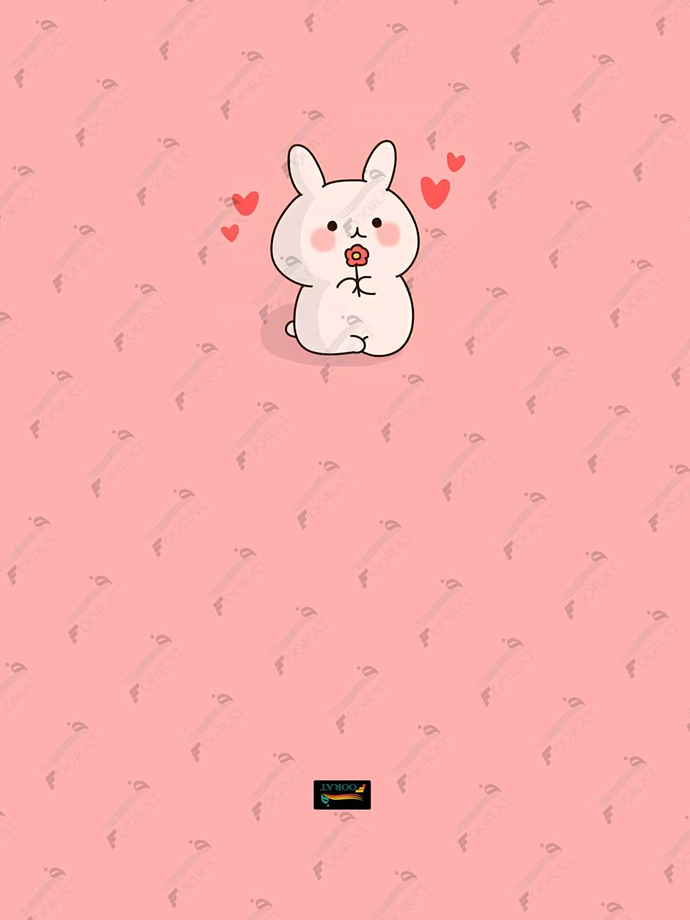 Cute bunny holding a flower with romantic design on pink faux leather earphone panel