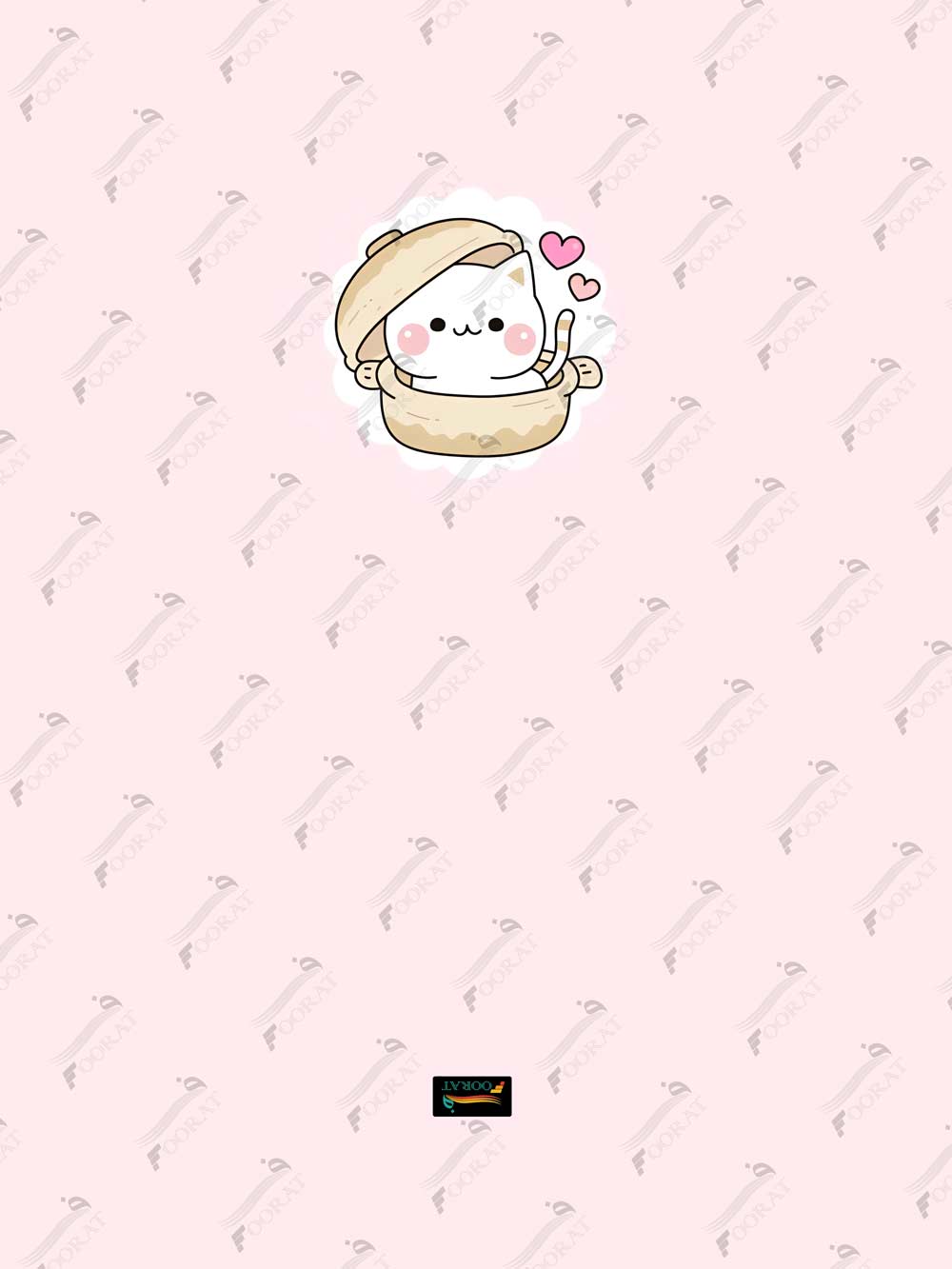 Cute cat sitting in a basket with romantic theme on pink faux leather earphone panel