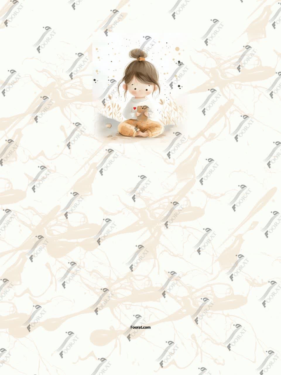 Cute little girl playing with phone on a two-tone cream faux leather earphone panel